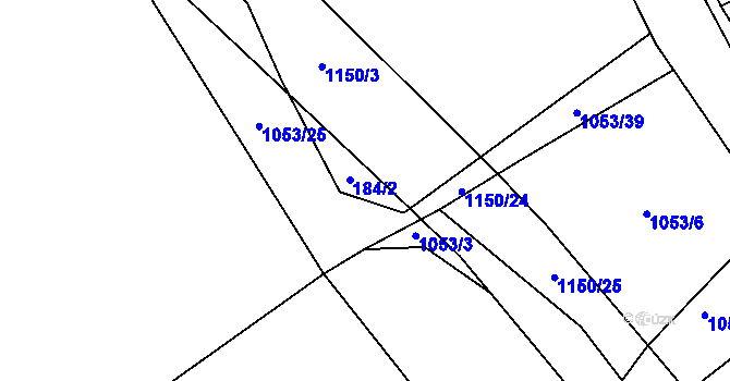 Parcela st. 184/2 v KÚ Semechnice, Katastrální mapa