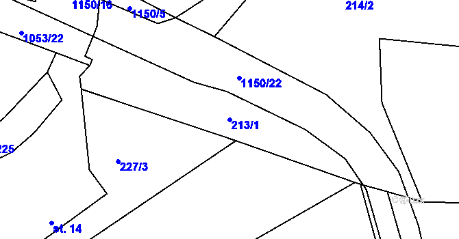 Parcela st. 213/1 v KÚ Semechnice, Katastrální mapa