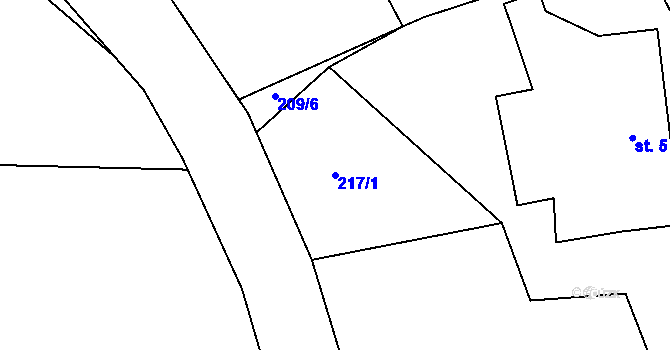 Parcela st. 217/1 v KÚ Semechnice, Katastrální mapa