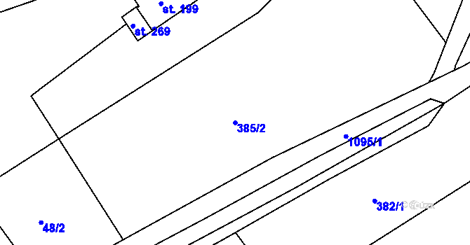 Parcela st. 385/2 v KÚ Semechnice, Katastrální mapa