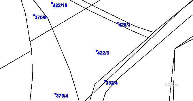 Parcela st. 422/3 v KÚ Semechnice, Katastrální mapa