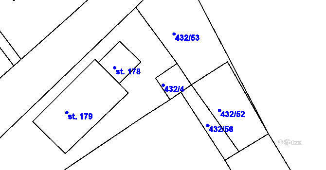 Parcela st. 432/4 v KÚ Semechnice, Katastrální mapa