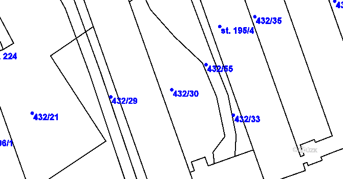 Parcela st. 432/30 v KÚ Semechnice, Katastrální mapa