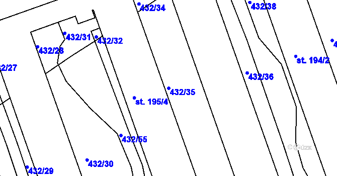 Parcela st. 432/35 v KÚ Semechnice, Katastrální mapa