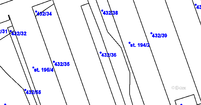 Parcela st. 432/36 v KÚ Semechnice, Katastrální mapa