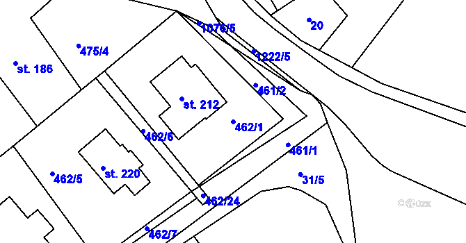 Parcela st. 462/1 v KÚ Semechnice, Katastrální mapa