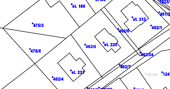 Parcela st. 462/5 v KÚ Semechnice, Katastrální mapa