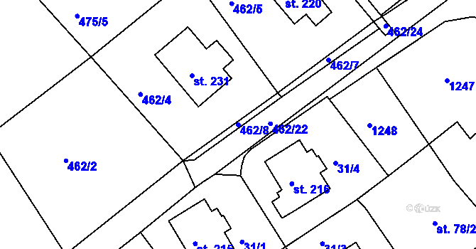 Parcela st. 462/8 v KÚ Semechnice, Katastrální mapa