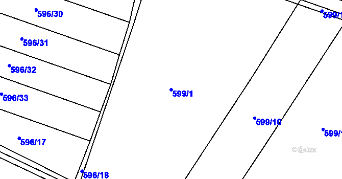 Parcela st. 599/1 v KÚ Semechnice, Katastrální mapa