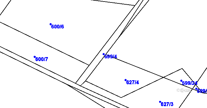 Parcela st. 599/4 v KÚ Semechnice, Katastrální mapa