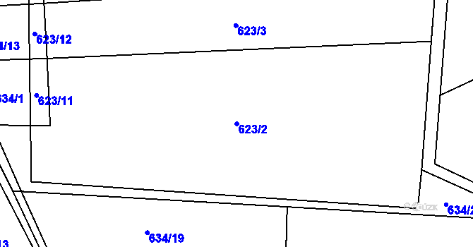 Parcela st. 623/2 v KÚ Semechnice, Katastrální mapa