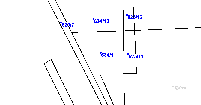 Parcela st. 634/1 v KÚ Semechnice, Katastrální mapa