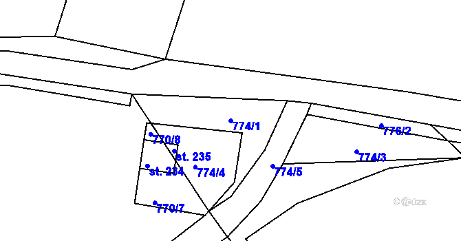 Parcela st. 774/1 v KÚ Semechnice, Katastrální mapa