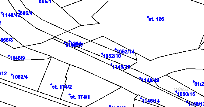 Parcela st. 1052/10 v KÚ Semechnice, Katastrální mapa