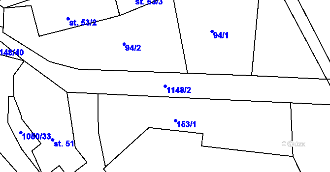 Parcela st. 1148/2 v KÚ Semechnice, Katastrální mapa