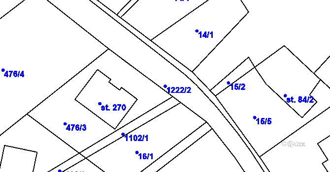 Parcela st. 1222/2 v KÚ Semechnice, Katastrální mapa