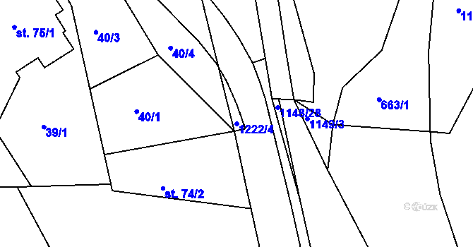 Parcela st. 1222/4 v KÚ Semechnice, Katastrální mapa