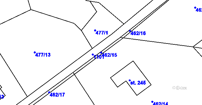 Parcela st. 462/15 v KÚ Semechnice, Katastrální mapa