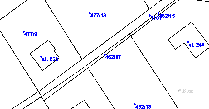 Parcela st. 462/17 v KÚ Semechnice, Katastrální mapa