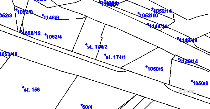 Parcela st. 174/1 v KÚ Semechnice, Katastrální mapa