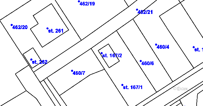 Parcela st. 167/2 v KÚ Semechnice, Katastrální mapa