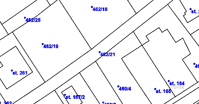 Parcela st. 462/21 v KÚ Semechnice, Katastrální mapa