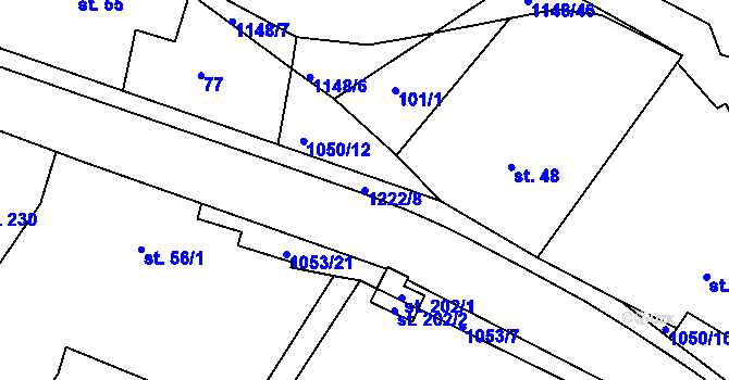 Parcela st. 1222/8 v KÚ Semechnice, Katastrální mapa