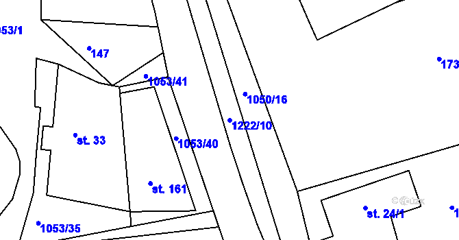 Parcela st. 1222/10 v KÚ Semechnice, Katastrální mapa