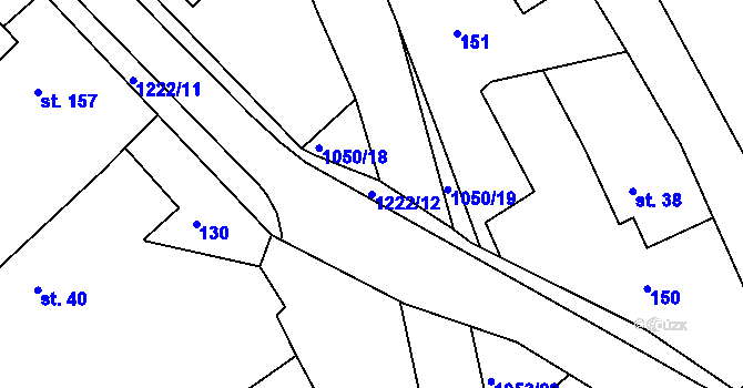 Parcela st. 1222/12 v KÚ Semechnice, Katastrální mapa
