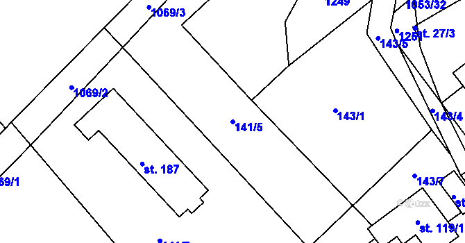 Parcela st. 141/5 v KÚ Semechnice, Katastrální mapa