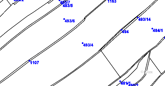 Parcela st. 493/4 v KÚ Semechnice, Katastrální mapa