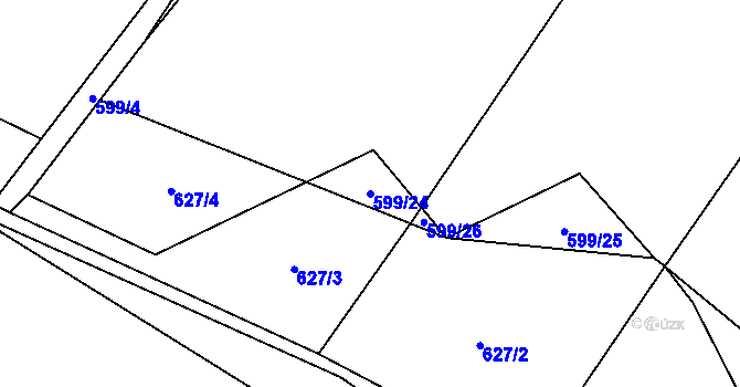 Parcela st. 599/24 v KÚ Semechnice, Katastrální mapa