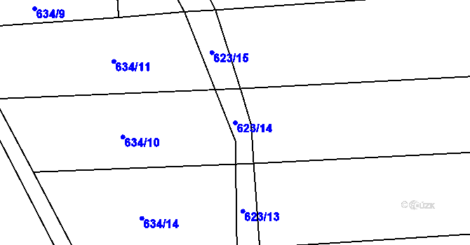Parcela st. 623/14 v KÚ Semechnice, Katastrální mapa