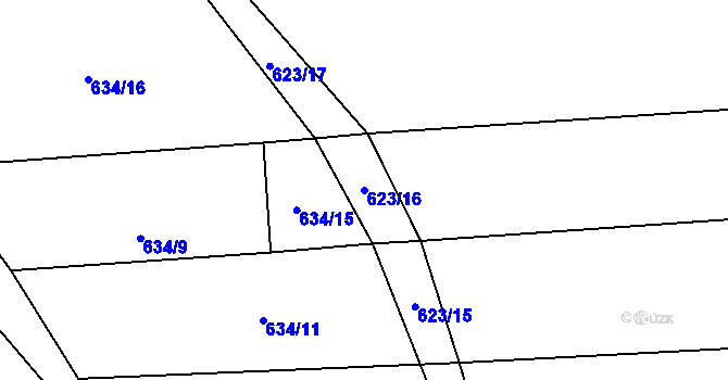 Parcela st. 623/16 v KÚ Semechnice, Katastrální mapa