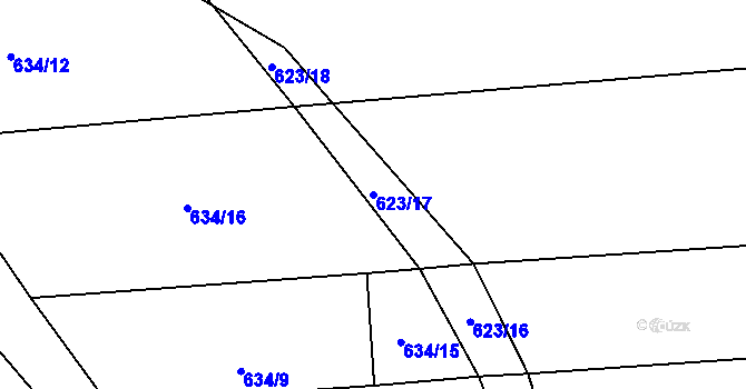 Parcela st. 623/17 v KÚ Semechnice, Katastrální mapa