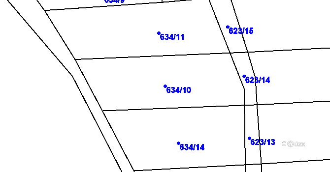 Parcela st. 634/10 v KÚ Semechnice, Katastrální mapa