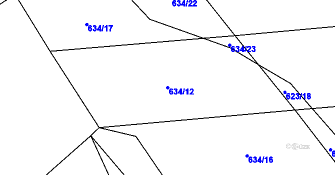 Parcela st. 634/12 v KÚ Semechnice, Katastrální mapa