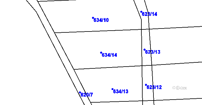 Parcela st. 634/14 v KÚ Semechnice, Katastrální mapa