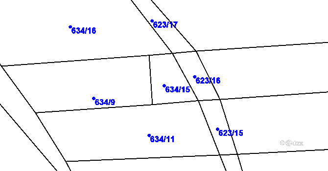 Parcela st. 634/15 v KÚ Semechnice, Katastrální mapa