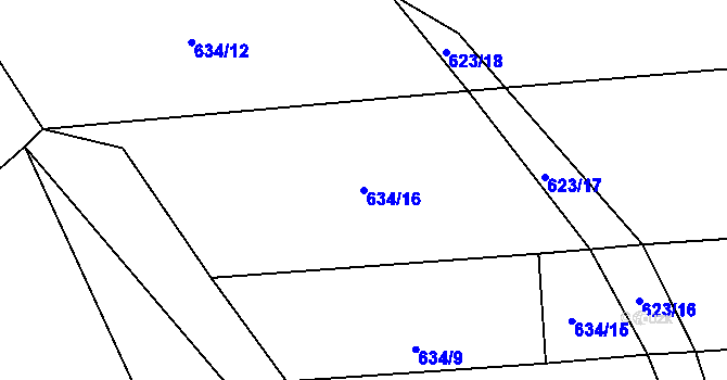 Parcela st. 634/16 v KÚ Semechnice, Katastrální mapa