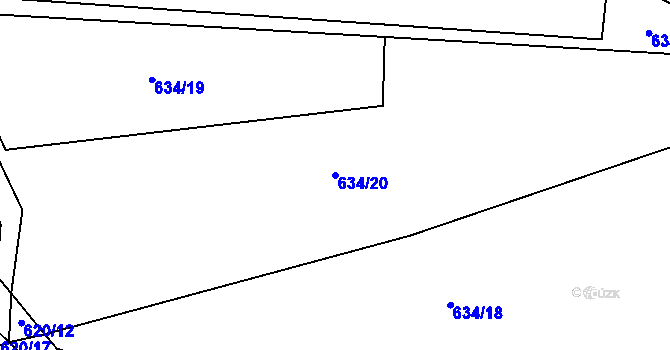 Parcela st. 634/20 v KÚ Semechnice, Katastrální mapa