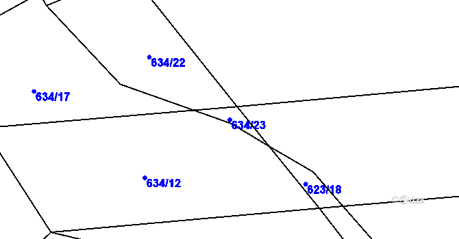 Parcela st. 634/23 v KÚ Semechnice, Katastrální mapa