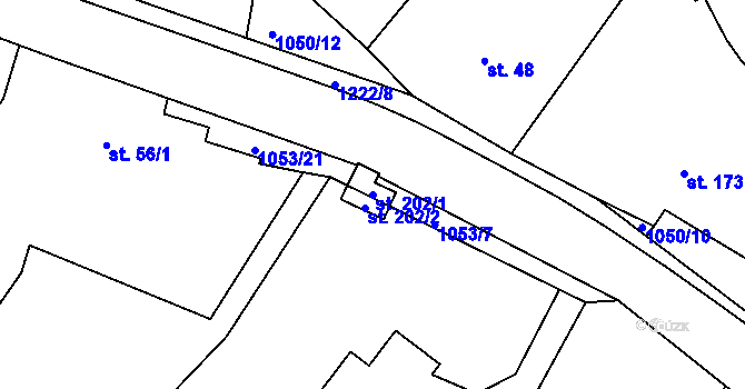 Parcela st. 202/1 v KÚ Semechnice, Katastrální mapa