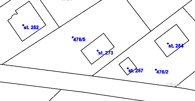 Parcela st. 273 v KÚ Semechnice, Katastrální mapa