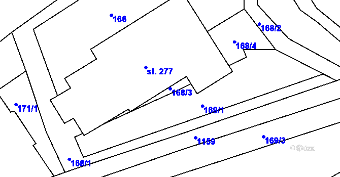 Parcela st. 168/3 v KÚ Semechnice, Katastrální mapa