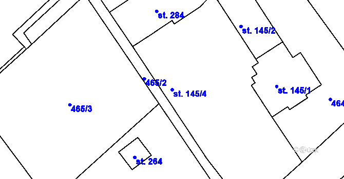 Parcela st. 145/4 v KÚ Semechnice, Katastrální mapa