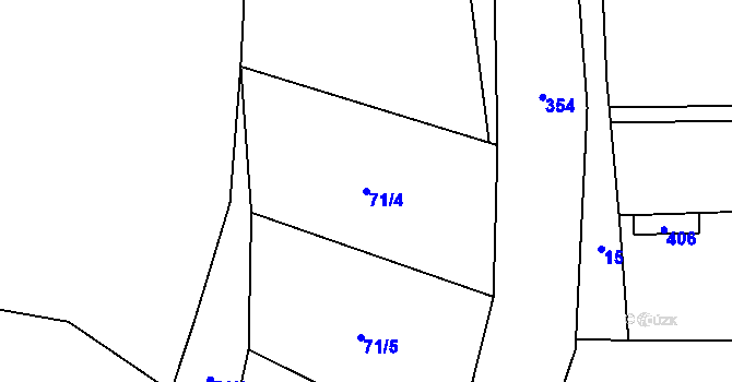 Parcela st. 71/4 v KÚ Rvenice, Katastrální mapa