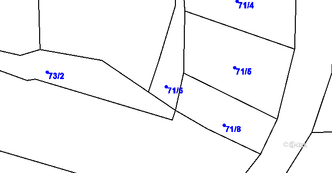 Parcela st. 71/6 v KÚ Rvenice, Katastrální mapa