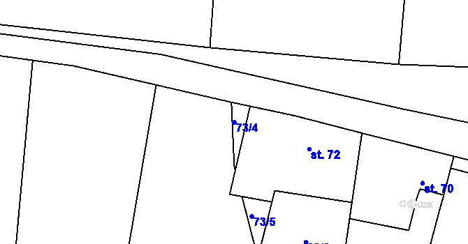 Parcela st. 73/4 v KÚ Rvenice, Katastrální mapa