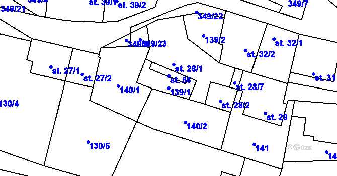 Parcela st. 139/1 v KÚ Rvenice, Katastrální mapa